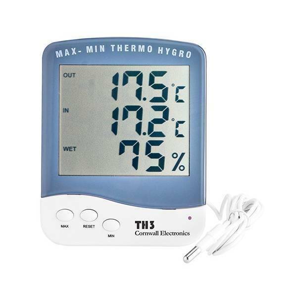 Cornwall Electronics - TH3 Termometro Igrometro Digitale LCD con Sonda