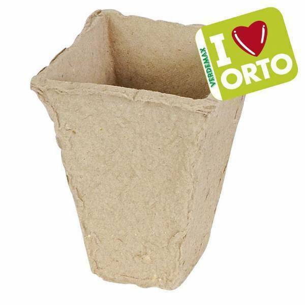 Verdemax - Vasetto quadrato biodegradabile (I ♥ ORTO) 6x6cm