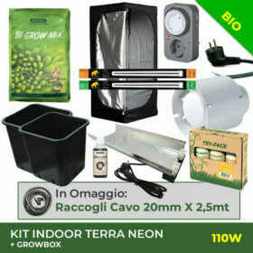 Kit Coltivazione Indoor Terra Neon 110W + Growbox - BIO
